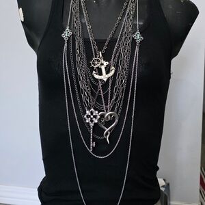 Elegant Silver Multi-Layer Necklace